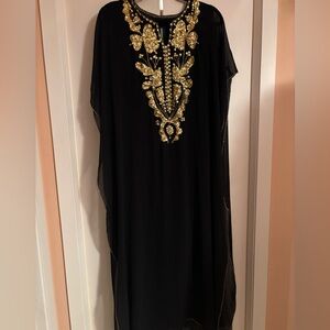 Black Kaftan with Gold Embroidery